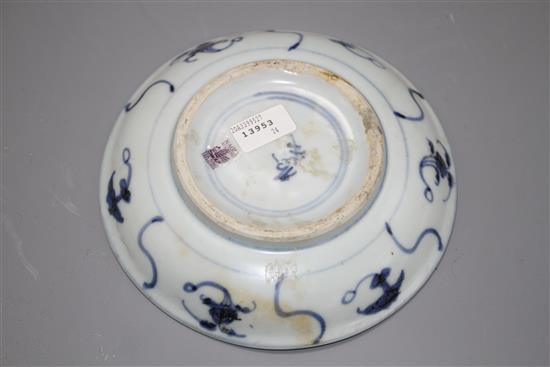 A Chinese blue and white saucer dish from the Tek Sing Treasures sale, 15.5cm